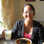 Amy enjoying her 'kimchi soup' and (soy) milk tea