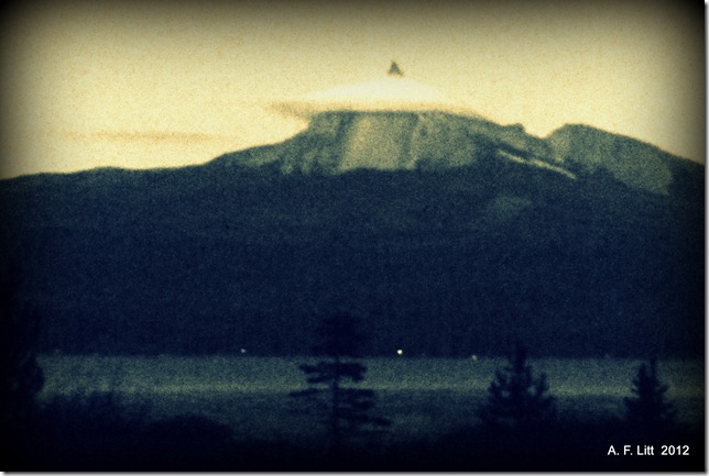 Mt. Thielsen & Diamond Lake at dusk.  Thielsen View Campground.  Oregon.  August 21, 2012.  Photo of the Day by A. F. Litt: August 27, 2012.