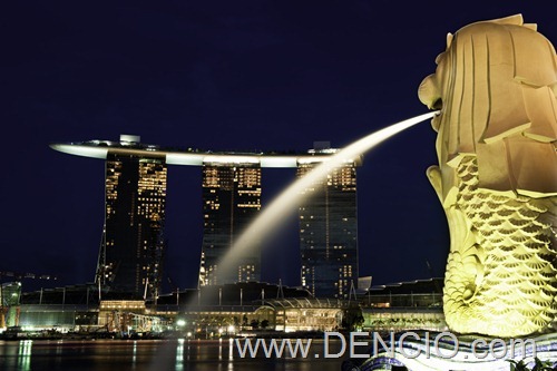 Night view from the Merlion