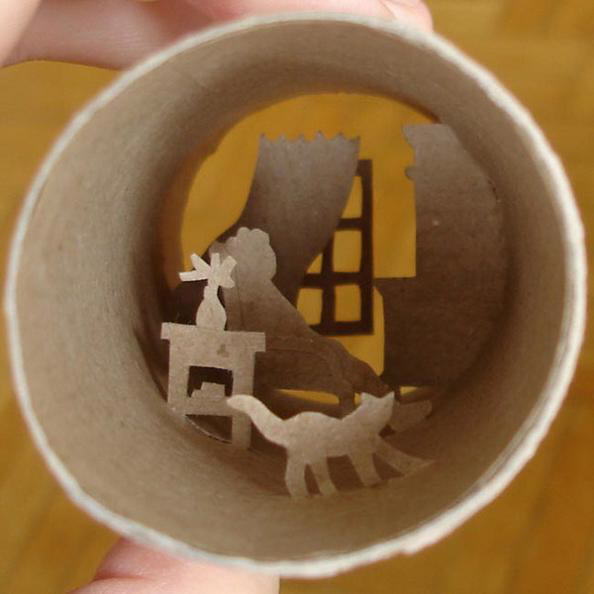 Fantastic scenes inside empty toilet paper rolls by Anastassia Elias