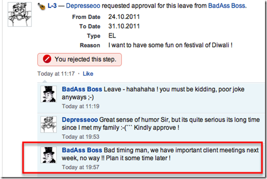 rejecting approval request from Chatter