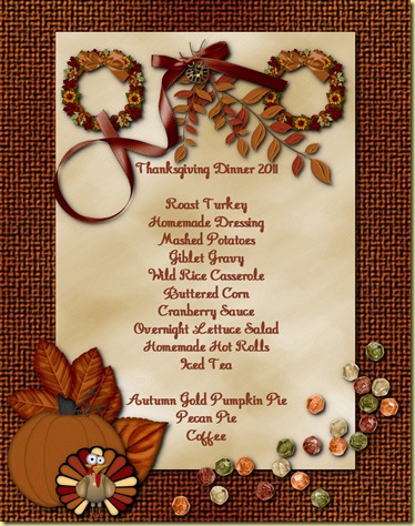 Thanksgiving Menu 2011