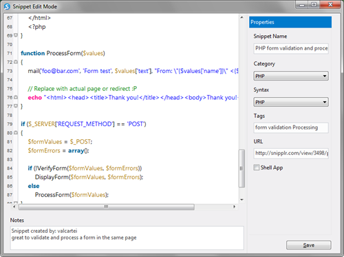 QSnipps Beta 1.8.3 - Windows - Edit Mode