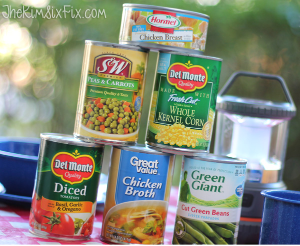 Canned soup veggies