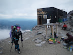 Muir at last. Park Service tarring the outside of the guide hut. A few years ago RMI climbers stayed in that hut. I was in it for 8 days for a Denali Seminar one winter.