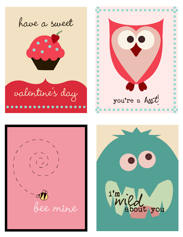 Printable Valentine Cards from Pumpkins and Posies