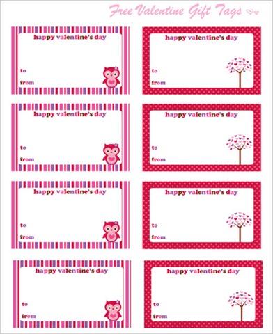 Valentines day owl tags printable