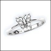 Round Diamond Butterfly Ring in 10k White Gold