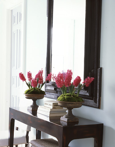 Symmetrical and beautiful. I always like to have fresh flowers greeting me when I come home from a long day at work.