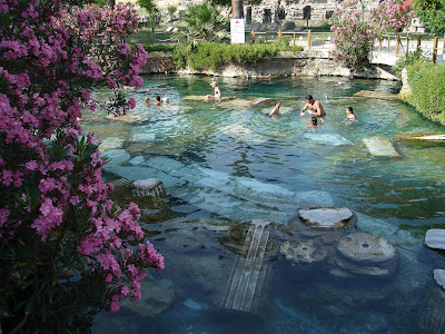 Day 8: Pamukkale; swimming next to the ancient world, fascinating.