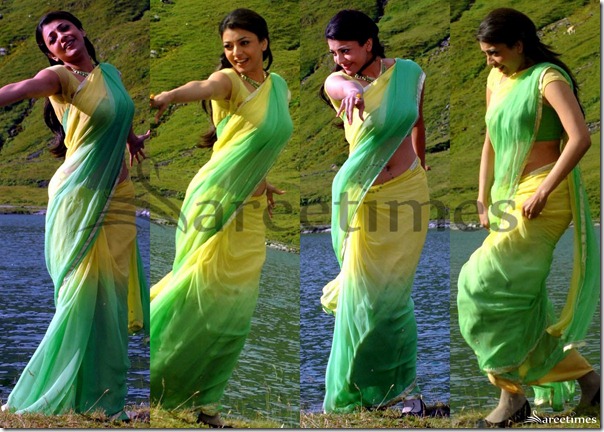 Kajal_Green_Yellow_Saree