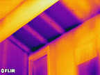 No insulation in attic space above a soffit.