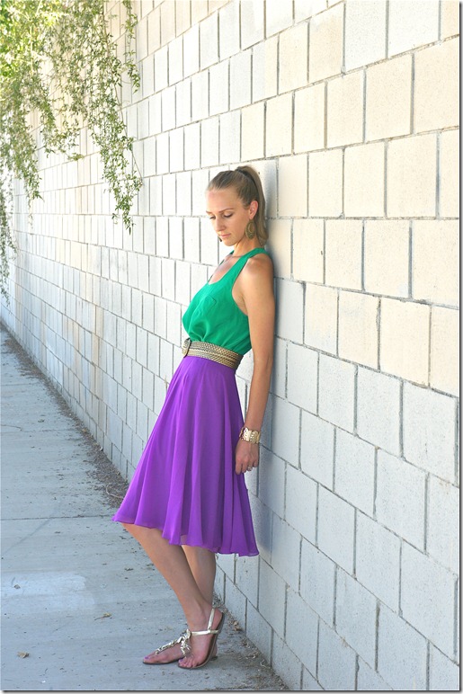 Green and purple outfit