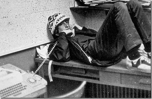 Future billionaire computer wiz Bill Gates reclining on desktop & talking on phone while attending private Lakeside School.<br /><br />Filing Place: <br />TC 104378<br />Subject Date: <br />0/0/1973<br />Last Published: <br />January 25, 1999<br />Series: <br />TIME<br />Title: <br /><br />Caption: <br />Future billionaire computer wiz Bill Gates reclining on desktop & talking on phone while attending private Lakeside School.<br />City: <br />SEATTLE<br />State/Province: <br />WA<br />Country: <br />US<br />Photographer: <br /><br />Photog Status: <br />FREELANCE<br />Agency: <br />LAKESIDE SCHOOL<br />Syndication By: <br />AGENCY<br />Subjects: <br /><br />Personalities: <br />GATES, WILLIAM H. III<br />Source: <br />TIME<br />Ref No: <br />05586784.JPG<br />Medium: <br />B/W TRANSPARENCY<br /><br />