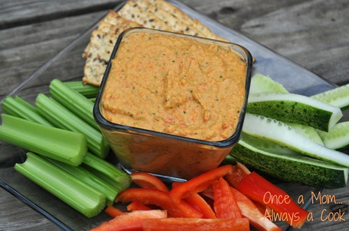 Roasted Red Pepper, Tomatillo and Cilantro Hummus