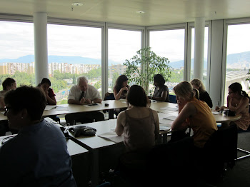 'A lecture at the Global Fund to Fight Aids, Tuberculosis and Malaria' Photo by Vivian Yela