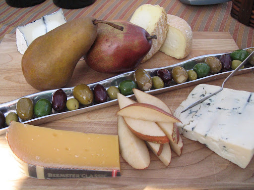 We we finally settled on our wine choices.  A delicious platter of pears, olives and cheese greeted us.