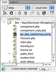 Le fichier de configuration de Dreamweaver pour modifier un thème Wordpress avec Dreamweaver