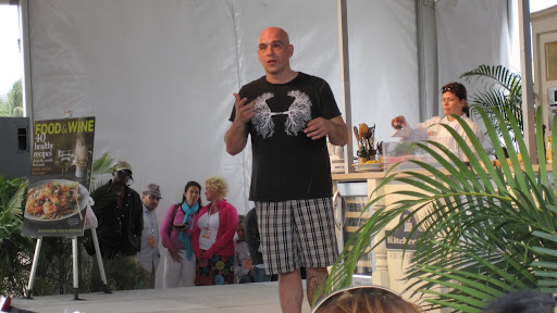 Chef Michael Symon took questions from his audience on everything from TV hosting to the right way to grill lamb. (Bonus: There's Chef Anne Burrell in the background!)