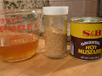 Cider vinegar, yellow mustard seeds, and mustard powder-ready to join forces!