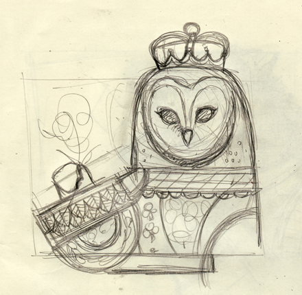My sketch of one of the Queens.