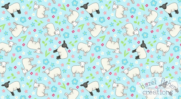 Ditsy Sheep spoonflower contest surface pattern fabric design hazel fisher creations