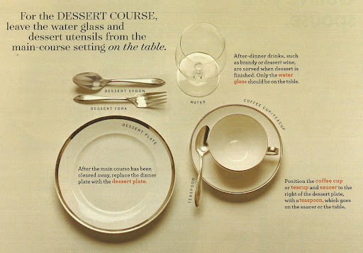 Here is a detailed look at how your table's dessert plate setting should look like. Here is a detailed look at how your table's dessert plate setting should look like.