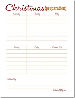 Christmas Dinner Prepareation Printable SJB