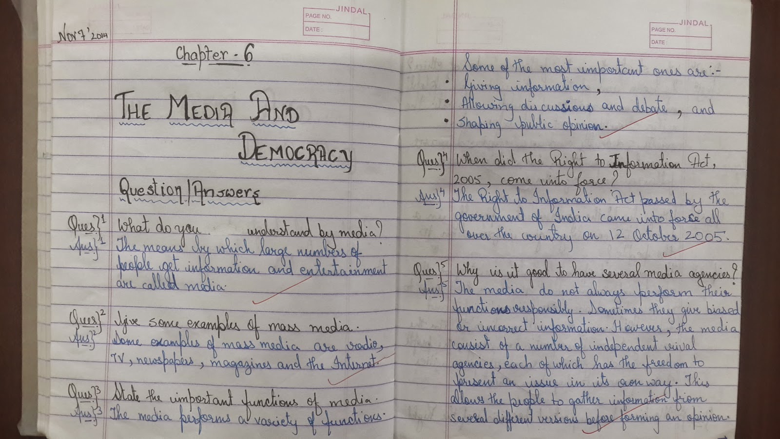 Neetu Shankar Class7THE MEDIA AND DEMOCRACY