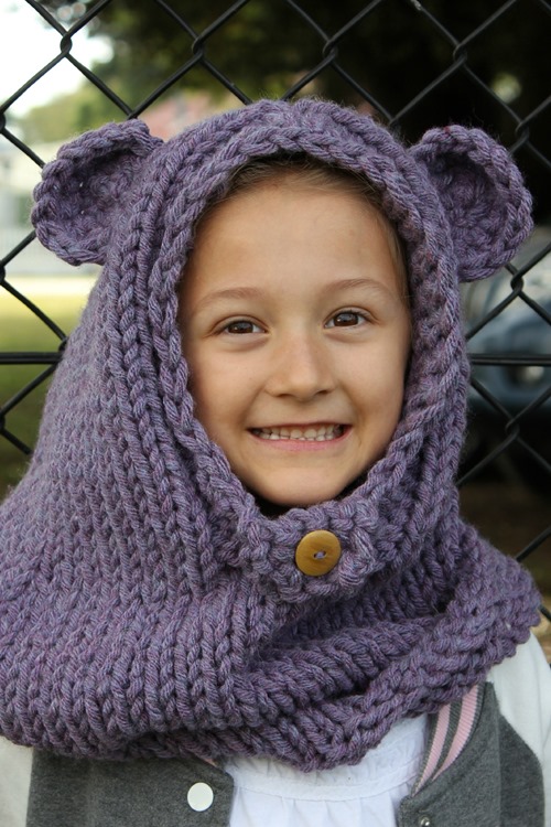 Miss J wearing burton bear cowl