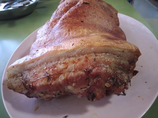 Porchetta (Roast Pork Belly) - After Roasting, Top View