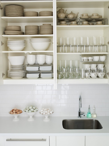The risers in my cabinets keep my dishes and glassware in perfect order. The risers in my cabinets keep my dishes and glassware in perfect order.