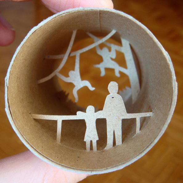 Fantastic scenes inside empty toilet paper rolls by Anastassia Elias