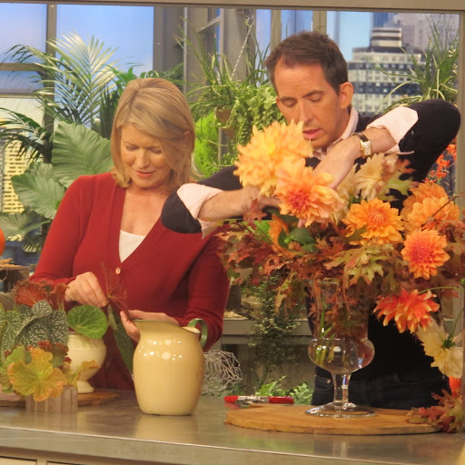 Martha's arrangement was small, composed and leafy, whereas mine was (per usual) loose, sprawling, and colorful.