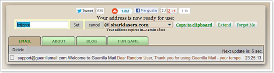 Edición de Guerrilla Mail