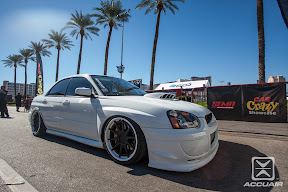 Keith Ozzimo's 2005 STi sitting on Forge FR10-SC wheels by Forge Wheels. Equipped with AccuAir AMP-2 Air Management Package and e-Level Controller.