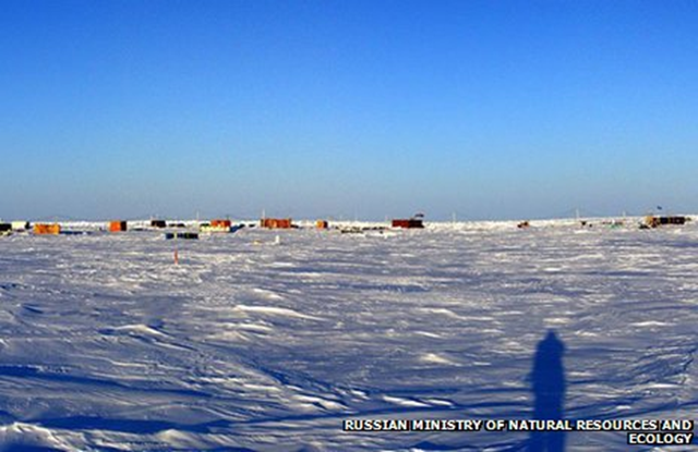Russia's North Pole 40 (SP-40) research station, drifting on an ice floe near Canada. There are fears the situation could become an emergency amid rapidly declining Arctic ice coverage, and the nuclear ice-breaker 'Yamal' was sent to evacuate the station on 31 May 2013. Photo: Russian Natural Resources Ministry and Ecology