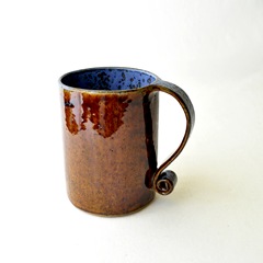 denim and leather latte mug by glazedOver Pottery 4