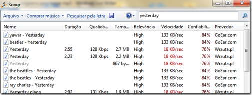Busca do Songr Busca do Songr