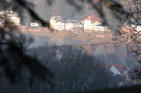 Nicely framed shot down river, 'Alte Brucke' at center