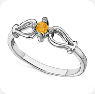 Diamond Accent Knot Ring With Lab Created Citrine in 14k White Gold