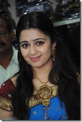 Actress Charmi in Saree Photos at SVR Brothers Vijayawada