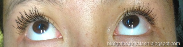 Right eyelash with L'oreal million lashes, left eyelashes with 3D fiber mascara transplant gel and fibers