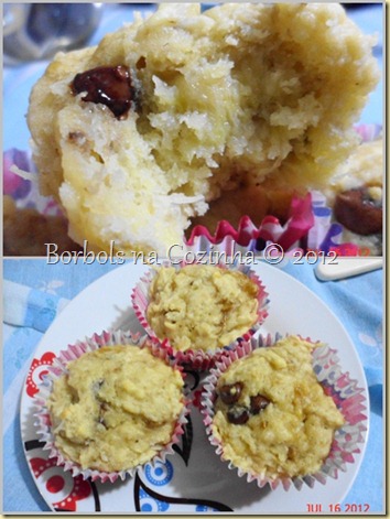 muffins diet de banana, aveia, coco e gotas de chocolate