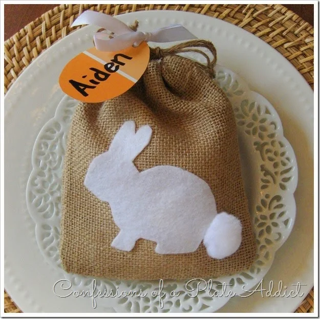 CONFESSIONS OF A PLATE ADDICT No-Sew Burlap Bunny Treat Bag