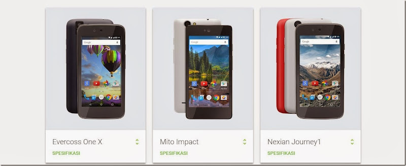 Evercross Nexian dan MITO android one indonesia