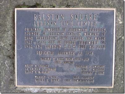IMG_4162 Ralston Square Plaque in Lebanon, Oregon on October 21, 2006