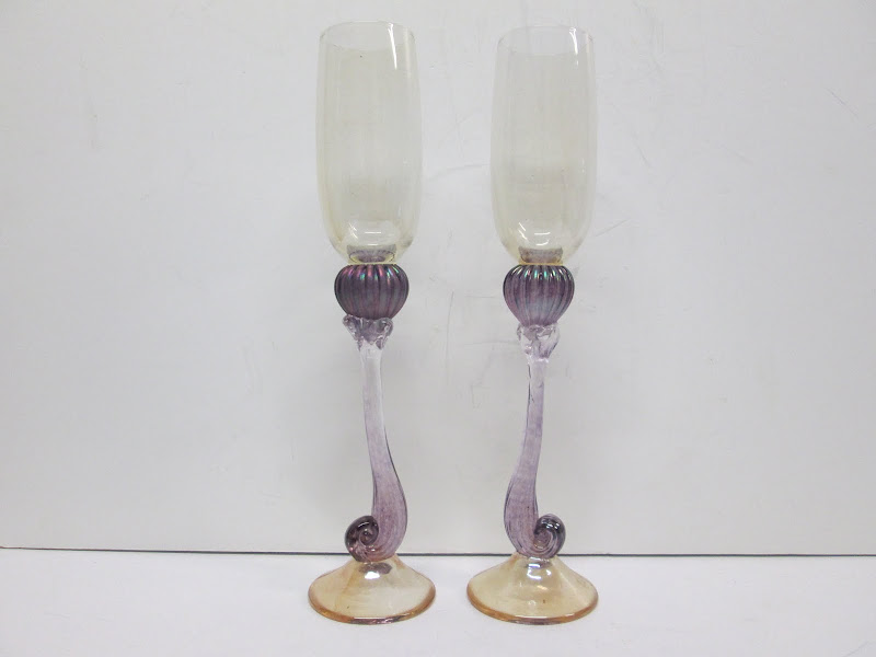 Murano Glass Champagne Flute Pair