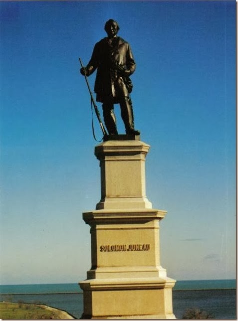 Statue of Solomon Juneau at Juneau Park in Milwaukee, Wisconsin in November 2000