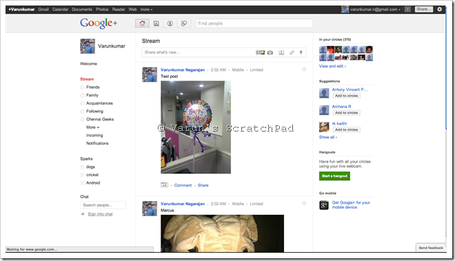 Google+ Web Interface